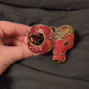 Elegant Red and Gold Horse Head Bracelet